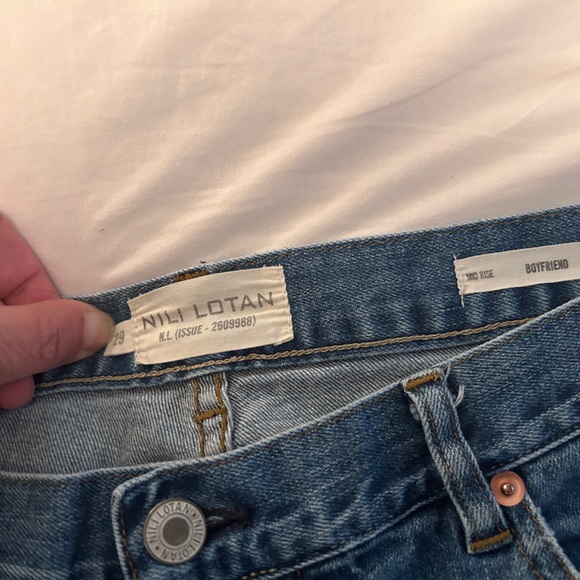 NILI LOTAN x SHOPBOP Mid Rise Boyfriend cropped jeans raw hem size 29 - Picture 2 of 7